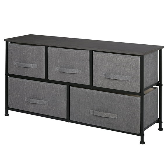 YEXJ 4 Colors Storage Chest 5-Fabric Drawer Extra Wide Dresser Storage Tower for Home,Graphite Grey