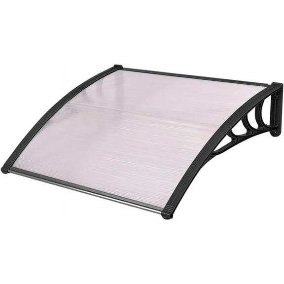 YEXJ 40"x40" Window Awning, Modern Polycarbonate Front Door Canopy, Window Door Cover for Rain Snow Sunlight Protection, Patio Window Hollow Sheet for Doors and Windows-Black