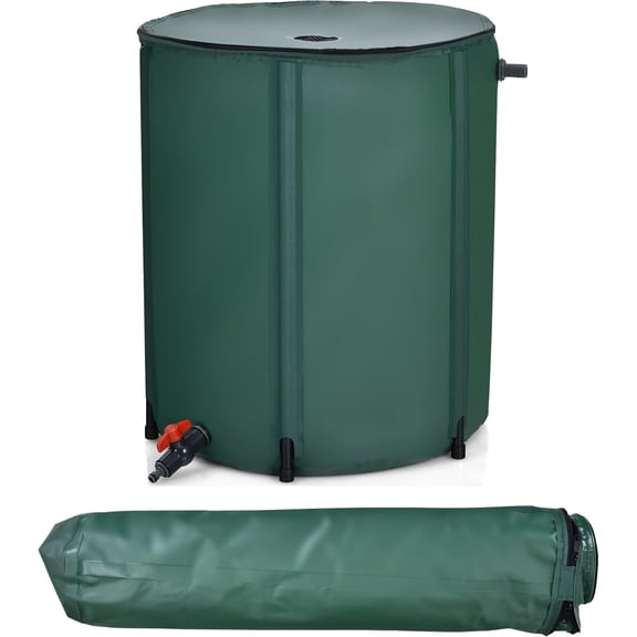 YEXJ 53 Gallon Collapsible Rain Barrel, PVC Rain Water Collection Barrel with Spigot Water Storage Container & Top Mesh, Portable Rain Barrels to Collect Rainwater from Gutter for Garden Lawn