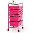 thumbnail image 1 of YEXJ 6-Drawer Rolling Storage Cart, Multifunctional Art Craft Tools Organizer on Wheels, Heavy Duty Utility Mobile Storage Trolley w/ 2 Lockable Wheels for Home Office School, Hot Pink, 1 of 9