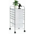 thumbnail image 1 of YEXJ 6-Drawer Rolling Storage Cart, Multifunctional Art Craft Tools Organizer on Wheels, Heavy Duty Utility Mobile Storage Trolley w/ 2 Lockable Wheels for Home Office School (White), 1 of 9