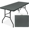 thumbnail image 1 of YEXJ 6ft Plastic Folding Table, Indoor Outdoor Heavy Duty Portable w/Handle, Lock for Picnic, Party, Camping-Dark Gray-6ft, 1 of 9
