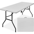 thumbnail image 1 of YEXJ 6ft Plastic Folding Table, Indoor Outdoor Heavy Duty Portable w/Handle, Lock for Picnic, Party, Camping-Light Gray-6ft, 1 of 7