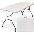 thumbnail image 1 of YEXJ 6ft Plastic Folding Table, Indoor Outdoor Heavy Duty Portable w/Handle, Lock for Picnic, Party, Camping-White-6ft, 1 of 9
