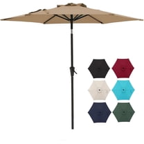YEXJ 7.5 ft Patio Umbrella Outdoor Table Market Umbrella with Push Button Tilt and Crank-7.5ft-Beige