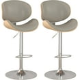 thumbnail image 1 of YEXJ Bar Stools Set of 2, Swivel Adjustable Height Barstools, PU Leather Upholstered Bar Chairs with Footrest, Bentwood Bar Stool for Kitchen, Bar, Dining Room-2-Grey, 1 of 14