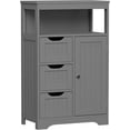 thumbnail image 1 of YEXJ Bathroom Floor Cabinet Wooden Storage Organizer with Adjustable Shelf and 3 Drawers, Modern Free-Standing Cupboard for Living Room, Bathroom, Bedroom (Grey), 1 of 12