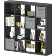 thumbnail image 1 of YEXJ Bookshelf with Storage Bins, 16-Cube Storage Organizer with Back Panels, Modern Wood Open Bookcase, Multifunctional Display Shelf for Living Room, Bedroom, Home Office-16 Cube-Matte Black, 1 of 7