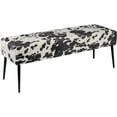thumbnail image 1 of YEXJ Button-Tufted Ottoman Bench, Upholstered Bedroom Benches Velvet Footrest Stool Accent Bench for Entryway Dining Room Living Room Bedroom End of Bed-Black&cow, 1 of 15