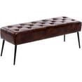 thumbnail image 1 of YEXJ Button-Tufted Ottoman Bench, Upholstered Bedroom Benches Velvet Footrest Stool Accent Bench for Entryway Dining Room Living Room Bedroom End of Bed-Dark Brown Leather, 1 of 15