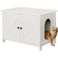 thumbnail image 1 of YEXJ Cat Litter Box Enclosure,Litter Box Furniture Hidden with Barn Door,Wooden Cat Washroom Furniture,Cat House,End Table, Fit Most of Litter Box-White, 1 of 10