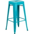 thumbnail image 1 of YEXJ Commercial Grade 30" H Backless Metal Indoor-Outdoor Barstool, Square-Crystal Teal-blue, 1 of 12