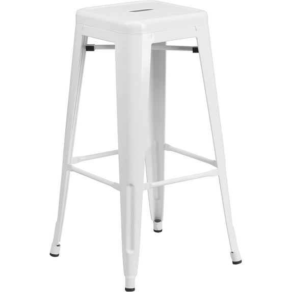 YEXJ Commercial Grade 30" H Backless Metal Indoor-Outdoor Barstool-White