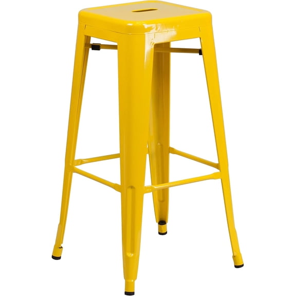 YEXJ Commercial Grade 30" H Backless Metal Indoor-Outdoor Barstool-Yellow