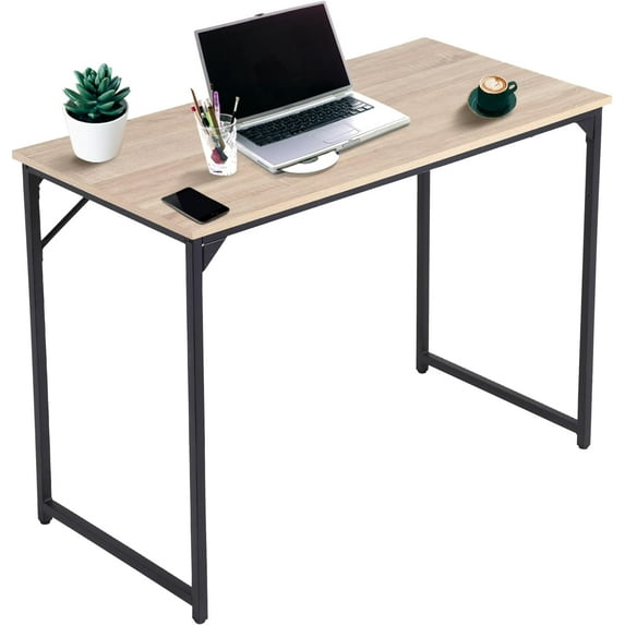 YEXJ Computer Desk 47 Inch, Home Office Desk Writing Study Table Modern Simple Style PC Desk with Black Metal Frame-47 Inch-Nature