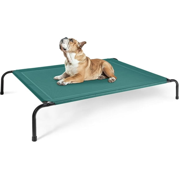 YEXJ Cooling Elevated Dog Bed, Raised Portable Dog Cots Beds No-Slip Feet Durable Portable Indoor & Outdoor Pet Hammock Bed, 49x31.5x8 Inch, Green
