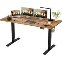 YEXJ Electric Height Adjustable Standing Desk Large 63 x 24 Inches Sit Stand Up Desk Home Office Computer Desk Memory Preset with T-Shaped Metal Bracket-63 Inch-Brown