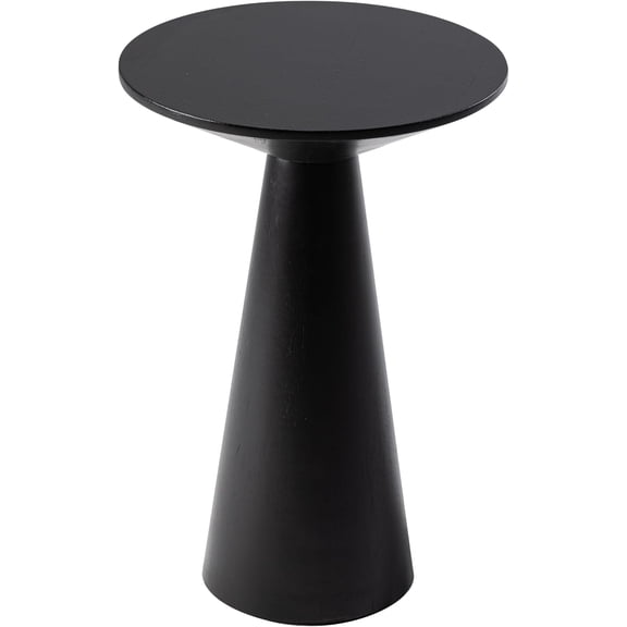 YEXJ Farmhouse Pedestal Small End Table Round Martini Table Wood Plant Stand Rustic Drink Table for Small Space Living Room, Bedroom, Black