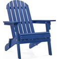 thumbnail image 1 of YEXJ Folding Adirondack Chair Set of 1 Outdoor, 300LBS Solid Wood Garden Chair Weather Resistant, Fire Pit Lounge Chairs for Garden/Yard/Patio/Lawn, Blue, 1 of 10