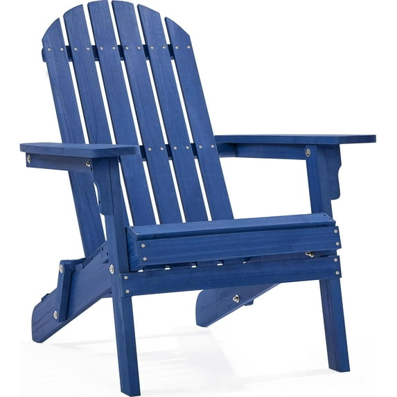 YEXJ Folding Adirondack Chair Set of 1 Outdoor, 300LBS Solid Wood Garden Chair Weather Resistant, Fire Pit Lounge Chairs for Garden/Yard/Patio/Lawn, Blue