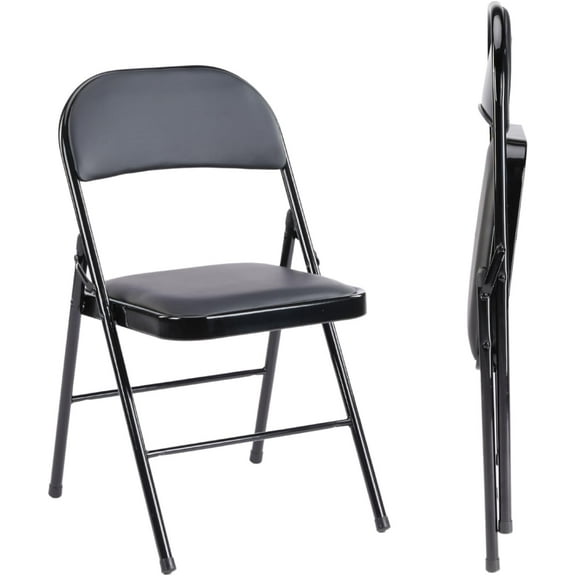 YEXJ Folding Chairs for Outside, Outdoor & Indoor Event, Portable, Comfortable and Lightweight, 2 Pack, Black