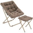 thumbnail image 1 of YEXJ Folding Saucer Chair with Ottoman for Adults Comfy Lounge Reading Seat Accent Chair Faux Fur Lazy Seating with Thick Padded Metal Frame for Bedroom Living Room-1 Pack w/ 1 Ottoman-Beige, 1 of 13
