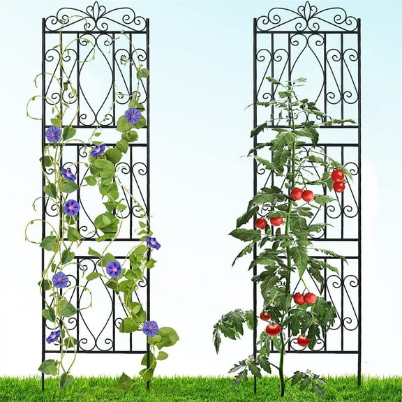 YEXJ Garden Trellis for Climbing Plants Outdoor - 2 Pack Large Rust Proof Garden Panels - Sturdy Metal Trellis for Vines, Roses & Climbers in Yard & Garden