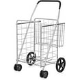 thumbnail image 1 of YEXJ Jumbo Folding Shopping Cart with Rolling Swivel Wheels, Foldable Grocery Cart on Wheels with Double Basket, Heavy Duty Utility Cart, Shopping Carts for Groceries Laundry Book Luggage Travel, 1 of 9
