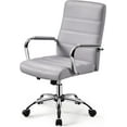 thumbnail image 1 of YEXJ Mid-Back Office Chair with Arms Swivel PU Leather Height Adjustable Office Executive Chair, Light Gray, 1 of 10