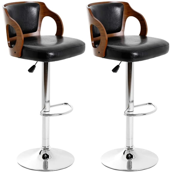 YEXJ Modern Bar Stool Set of 2 Beech Barstools Height Adjustable Counter Bar Chairs,Black