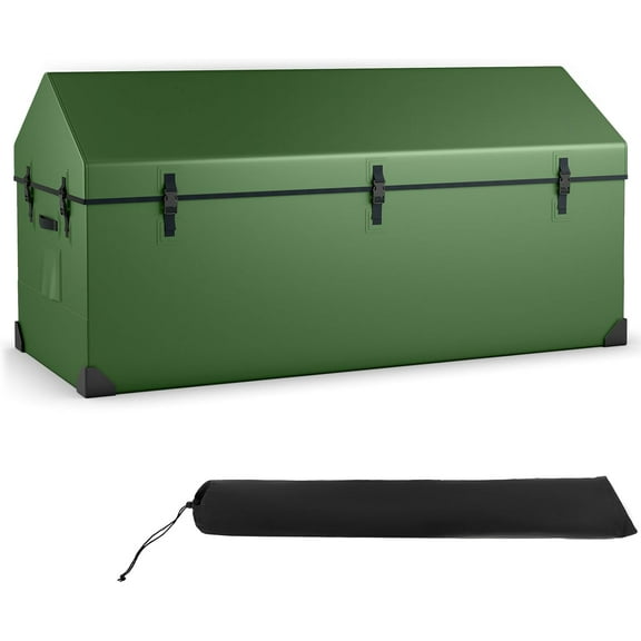 YEXJ Outdoor Storage Box, 174 Gallon All Weather Outside Storage Container w/Convenient Handles & Breathable Mesh Vent, Large Waterproof Tarpaulin Deck Box for Poolside, Garden,Yard,Camping,Green