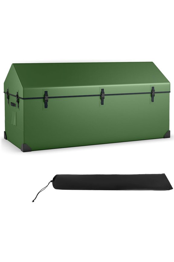 Outdoor Storage Box, 174 Gallon All Weather Outside Storage Container w/Convenient Handles & Breathable Mesh Vent, Large Waterproof Tarpaulin Deck Box for Poolside, Garden,Yard,Camping,Green