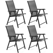 YEXJ Patio Dining Chairs Set of 4 with Armrests, Outdoor Folding Chairs with Metal Frame and Backrest for Lawn, Garden, Yard and Poolside-4-Black
