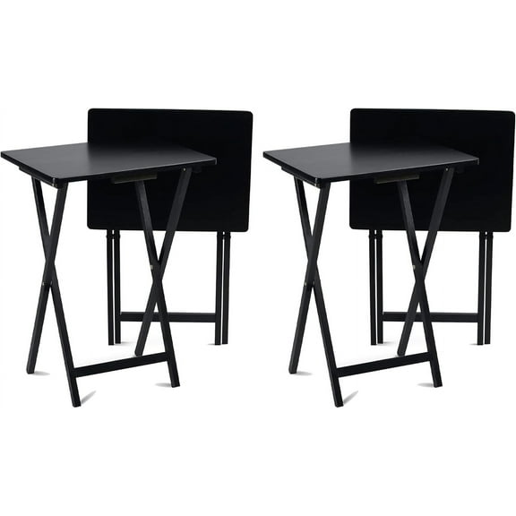 YEXJ Portable Collapsible TV Snack Tray Table Desk Serving Stand, for Home, Living Room, Dorm, and Office-4-Black
