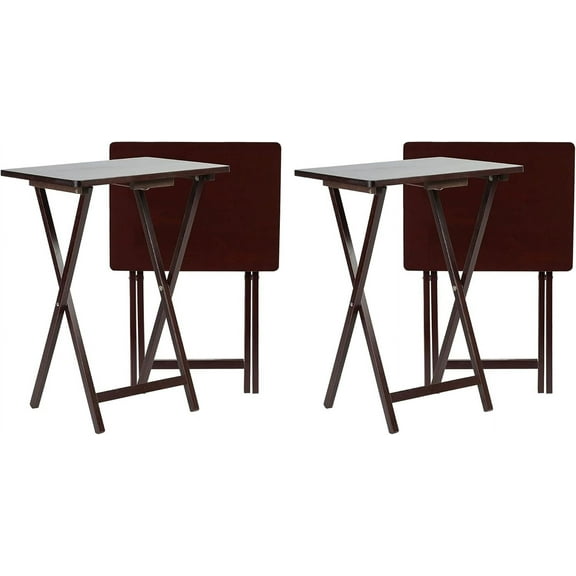 YEXJ Portable Collapsible TV Snack Tray Table Desk Serving Stand, for Home, Living Room, Dorm, and Office-4-Espresso