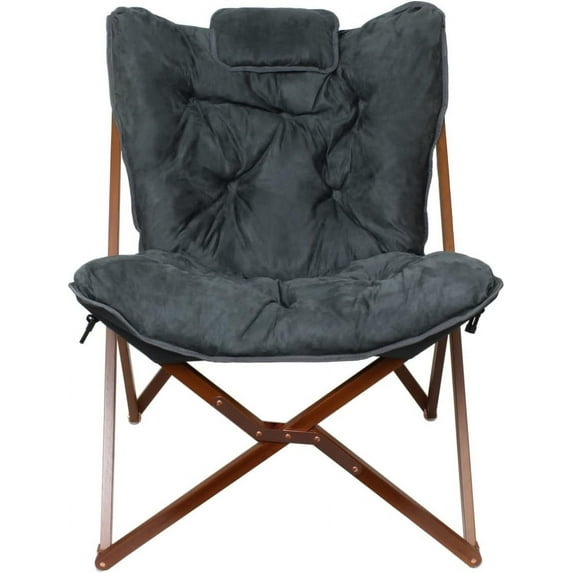YEXJ Portable Foldable Indoor Wood Butterfly Folding Accent Chair, Perfect for Dorm Rooms, Bedrooms, and Living Rooms, Use for Lounging, Reading, Studying, and Gaming, Gray
