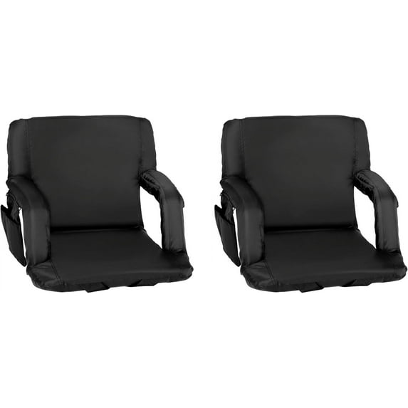 YEXJ Portable Stadium Chair with Armrests, Reclining Padded Back & Seat, Lightweight Metal Frame & Backpack Straps, Storage Pockets