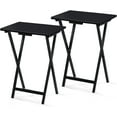 thumbnail image 1 of YEXJ Rectangle Folding Portable TV Snack Serving Tray Table, Solid Wood Construction ，2 Piece Set-Black, 1 of 8