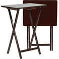 thumbnail image 1 of YEXJ Rectangle Folding Portable TV Snack Serving Tray Table, Solid Wood Construction ，2 Piece Set-Espresso, 1 of 8