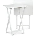 thumbnail image 1 of YEXJ Rectangle Folding Portable TV Snack Serving Tray Table, Solid Wood Construction ，2 Piece Set-White, 1 of 6