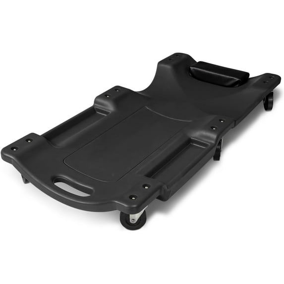 YEXJ Rolling Garage with Padded Headrest, Shop Creeper 40" Mechanic Cart with Double Tool Tray and 6 Casters, 330 lbs Capacity Lightweight Automotive Creeper, (Black)