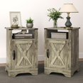 thumbnail image 1 of YEXJ Set of 1 Farmhouse Nightstand, Grey End Table with Charging Station, Tall Bedside Table with Large Storage Room and Shelf, Wooden Rustic Side Table for Bedroom, Home Office, Light Grey, 1 of 10