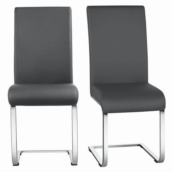 YEXJ  Set of 2 Leather Dining Chairs High Back Kitchen Chairs with Metal Legs for Kitchen, Homeset,Dark Gray