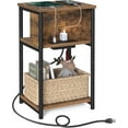 thumbnail image 1 of YEXJ Side Table with Charging Station, 3-Tier End Table with USB Ports and Outlets, Nightstand for Living Room, Bedroom, 11.8 x 13.4 x 22.8 Inches, Plug-in Series,Rustic Brown + Black, 1 of 9
