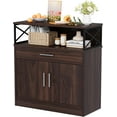 thumbnail image 1 of YEXJ Sideboard Buffet Cabinet with Storage, 31” Modern Kitchen Storage Cabinet with Adjustable Shelf, Wood Farmhouse Coffee Bar Buffet Table for Kitchen, Dining Room-31.4“W-Rustic Brown, 1 of 10