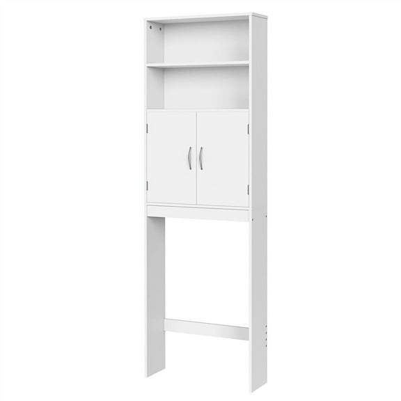 YEXJ The Toilet Storage, Taller Bathroom Organizer Space-Saving Storage Cabinet with Adjustable Shelves and Double Doors, 77 in H-White