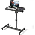 thumbnail image 1 of YEXJ Tilting Overbed Table – Adjustable Mobile Laptop Desk with Wheels, Rolling Presentation Cart & Stand Up Workstation (Black), 1 of 10