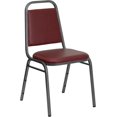 thumbnail image 1 of YEXJ Trapezoidal Back Fabric Upholstered Stackable Banquet Chair, Multipurpose Stacking Chair with Padded Seat and Back-Burgundy Vinyl/Silver Vein Frame, 1 of 10