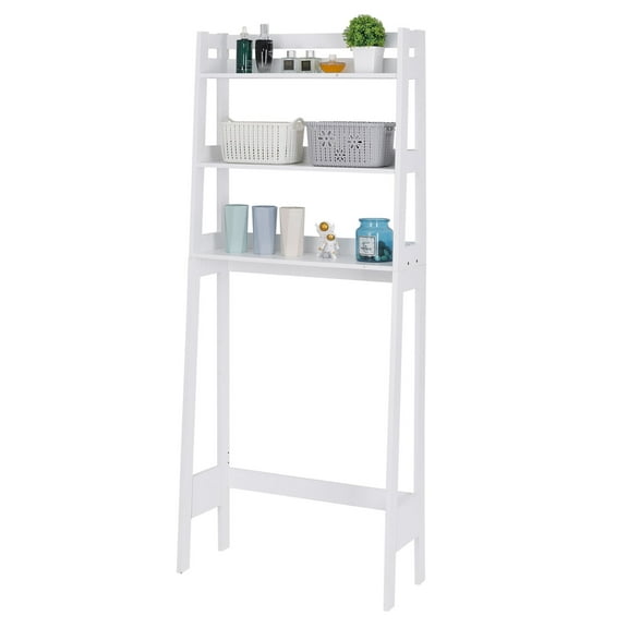 YEXJ Wood Bath Storage Shelf Cabinet Space Saver Bathroom Over The Toilet Multi-Size,62" White
