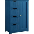 thumbnail image 1 of YEXJ Wood Free-Standing Cabinet Bathroom Storage Floor Cabinet Unit Hallway Table with 4 Drawers and Adjustable Shelves Cupboard for Bathroom/Kitchen/Entrway, 22 x 12 x 32.5 In (LxWxH), Navy Blue, 1 of 10